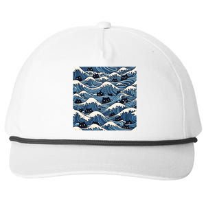 Blue Wave Cat Ladies For Kamala Harris President 2024 Snapback Five-Panel Rope Hat