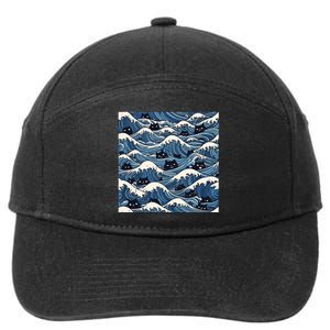 Blue Wave Cat Ladies For Kamala Harris President 2024 7-Panel Snapback Hat