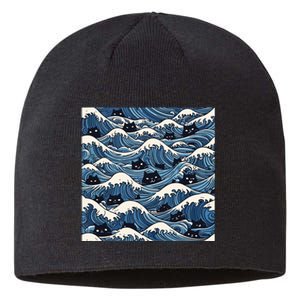 Blue Wave Cat Ladies For Kamala Harris President 2024 Sustainable Beanie