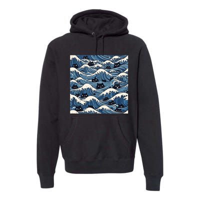 Blue Wave Cat Ladies For Kamala Harris President 2024 Premium Hoodie