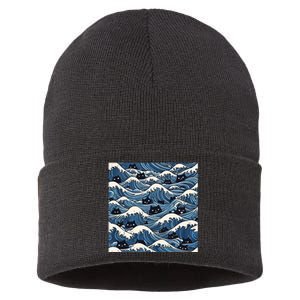 Blue Wave Cat Ladies For Kamala Harris President 2024 Sustainable Knit Beanie