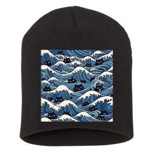 Blue Wave Cat Ladies For Kamala Harris President 2024 Short Acrylic Beanie