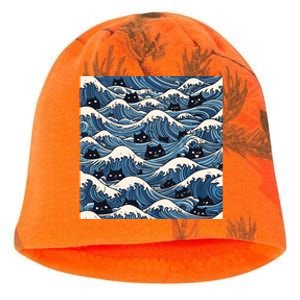 Blue Wave Cat Ladies For Kamala Harris President 2024 Kati - Camo Knit Beanie