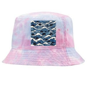 Blue Wave Cat Ladies For Kamala Harris President 2024 Tie-Dyed Bucket Hat