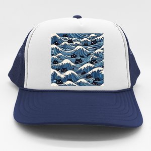 Blue Wave Cat Ladies For Kamala Harris President 2024 Trucker Hat