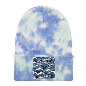 Blue Wave Cat Ladies For Kamala Harris President 2024 Tie Dye 12in Knit Beanie