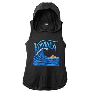 Blue Wave Cat For Kamala Harris Trump Ladies PosiCharge Tri-Blend Wicking Draft Hoodie Tank