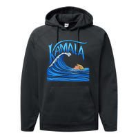 Blue Wave Cat For Kamala Harris Trump Performance Fleece Hoodie