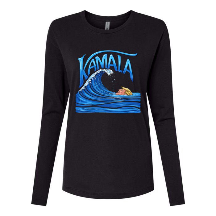 Blue Wave Cat For Kamala Harris Trump Womens Cotton Relaxed Long Sleeve T-Shirt