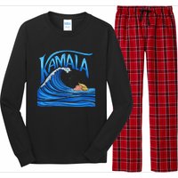 Blue Wave Cat For Kamala Harris Trump Long Sleeve Pajama Set