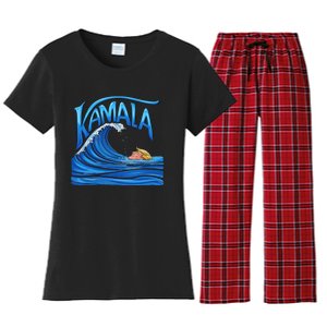 Blue Wave Cat For Kamala Harris Trump Women's Flannel Pajama Set