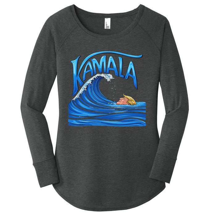 Blue Wave Cat For Kamala Harris Trump Women's Perfect Tri Tunic Long Sleeve Shirt