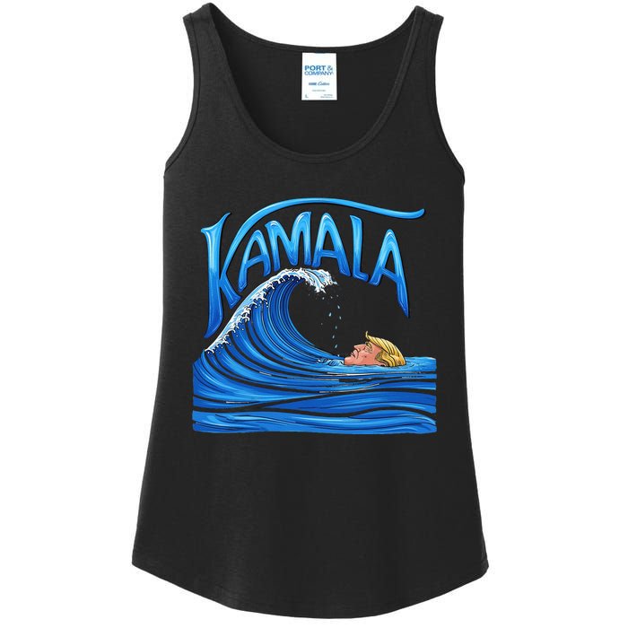 Blue Wave Cat For Kamala Harris Trump Ladies Essential Tank