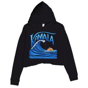 Blue Wave Cat For Kamala Harris Trump Crop Fleece Hoodie