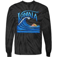 Blue Wave Cat For Kamala Harris Trump Tie-Dye Long Sleeve Shirt