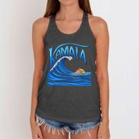 Blue Wave Cat For Kamala Harris Trump Women's Knotted Racerback Tank