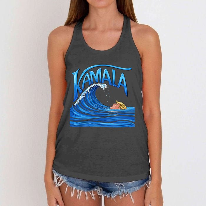 Blue Wave Cat For Kamala Harris Trump Women's Knotted Racerback Tank