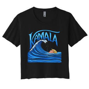 Blue Wave Cat For Kamala Harris Trump Women's Crop Top Tee