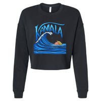 Blue Wave Cat For Kamala Harris Trump Cropped Pullover Crew