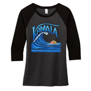 Blue Wave Cat For Kamala Harris Trump Women's Tri-Blend 3/4-Sleeve Raglan Shirt