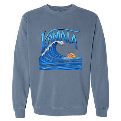 Blue Wave Cat For Kamala Harris Trump Garment-Dyed Sweatshirt