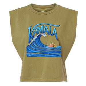 Blue Wave Cat For Kamala Harris Trump Garment-Dyed Women's Muscle Tee