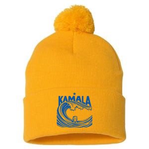 Blue Wave Cats For Kamala Funny Trump For Ladies For Guy Pom Pom 12in Knit Beanie