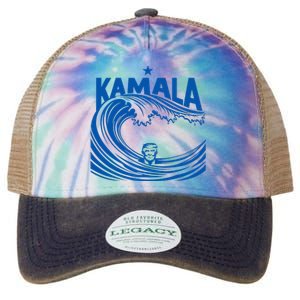 Blue Wave Cats For Kamala Funny Trump For Ladies For Guy Legacy Tie Dye Trucker Hat