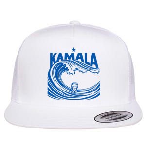 Blue Wave Cats For Kamala Funny Trump For Ladies For Guy Flat Bill Trucker Hat