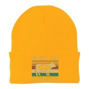 Barbecue With Cow Pig And Chicken Smoke ’Em If You Got ’Em Retro Knit Cap Winter Beanie