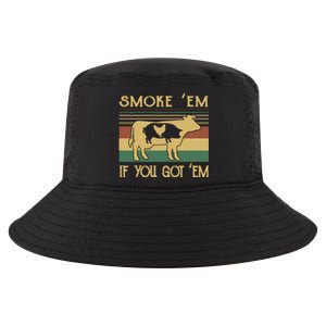 Barbecue With Cow Pig And Chicken Smoke ’Em If You Got ’Em Retro Cool Comfort Performance Bucket Hat