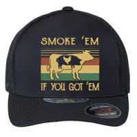 Barbecue With Cow Pig And Chicken Smoke ’Em If You Got ’Em Retro Flexfit Unipanel Trucker Cap