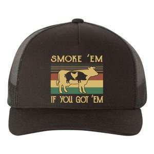 Barbecue With Cow Pig And Chicken Smoke ’Em If You Got ’Em Retro Yupoong Adult 5-Panel Trucker Hat