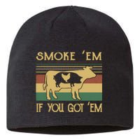 Barbecue With Cow Pig And Chicken Smoke ’Em If You Got ’Em Retro Sustainable Beanie