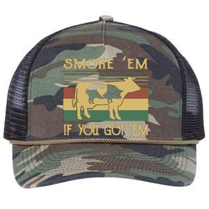 Barbecue With Cow Pig And Chicken Smoke ’Em If You Got ’Em Retro Retro Rope Trucker Hat Cap