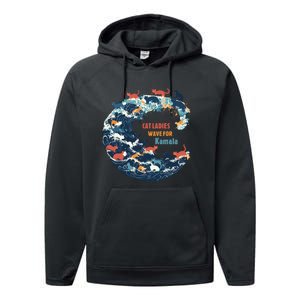 Blue Wave Cat For Kamala Performance Fleece Hoodie