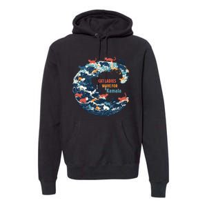 Blue Wave Cat For Kamala Premium Hoodie