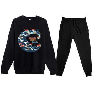 Blue Wave Cat For Kamala Premium Crewneck Sweatsuit Set