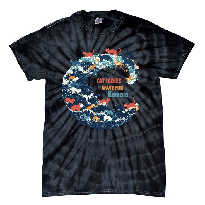 Blue Wave Cat For Kamala Tie-Dye T-Shirt