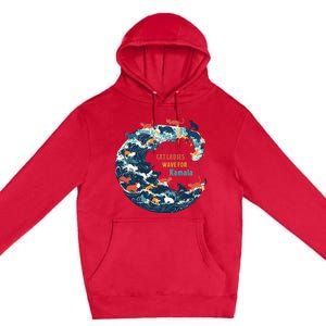 Blue Wave Cat For Kamala Premium Pullover Hoodie