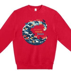 Blue Wave Cat For Kamala Premium Crewneck Sweatshirt