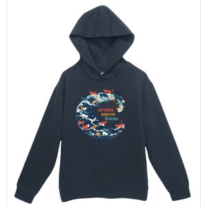 Blue Wave Cat For Kamala Urban Pullover Hoodie