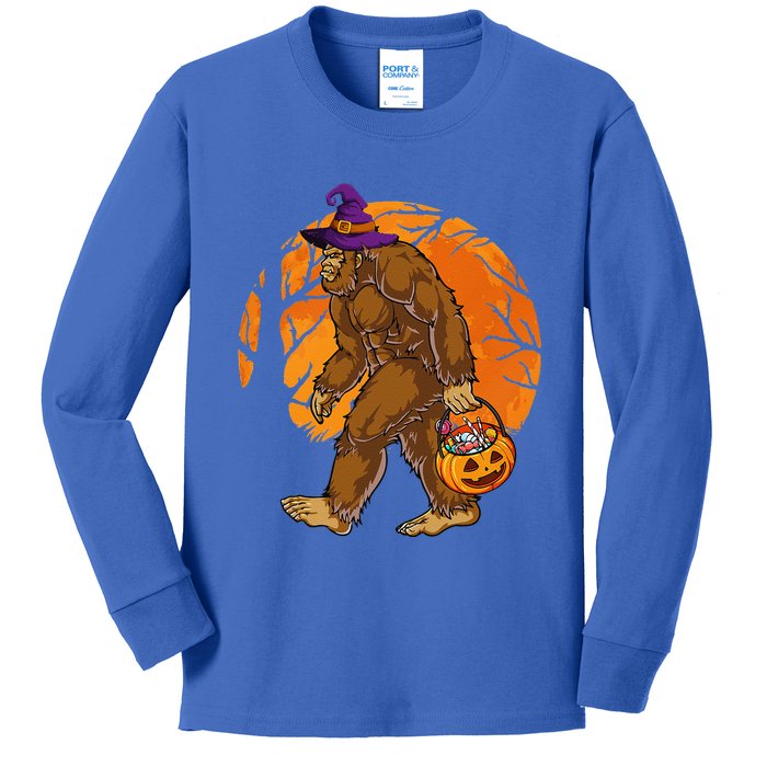 Bigfoot Witch Candy Basket Trick Or Treat Halloween Kids Long Sleeve Shirt