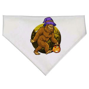 Bigfoot Witch Carrying Pumpkin Candy Halloween Spooky Night USA-Made Doggie Bandana