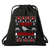 Bird Watching Christmas Birding Merry Birdmas Ugly Sweater Gift Drawstring Bag