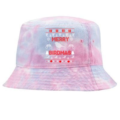 Bird Watching Christmas Birding Merry Birdmas Ugly Sweater Gift Tie-Dyed Bucket Hat