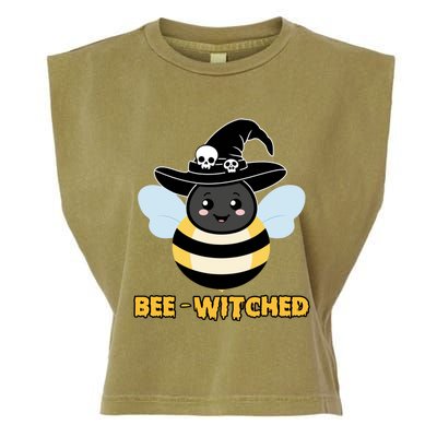 Bee Witched Cute Halloween Bee Wearing Witches Hat Bewitched Garment-Dyed Women's Muscle Tee