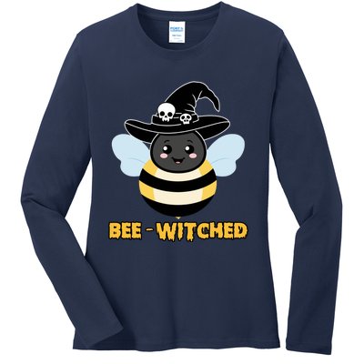 Bee Witched Cute Halloween Bee Wearing Witches Hat Bewitched Ladies Long Sleeve Shirt