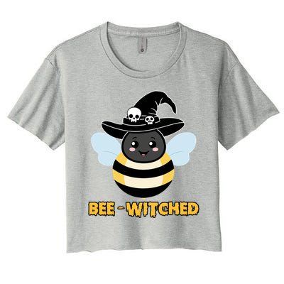 Bee Witched Cute Halloween Bee Wearing Witches Hat Bewitched Women's Crop Top Tee