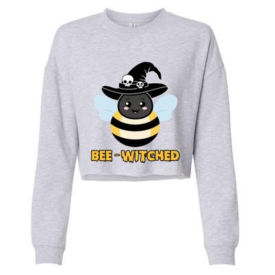 Bee Witched Cute Halloween Bee Wearing Witches Hat Bewitched Cropped Pullover Crew